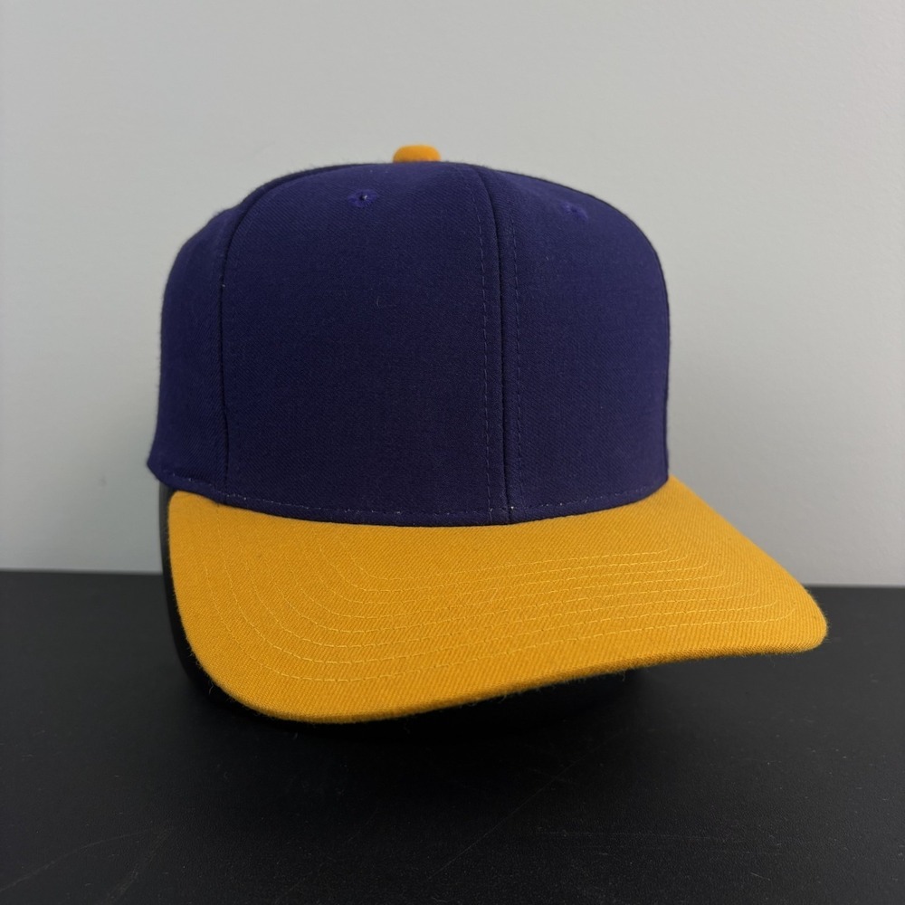 Vintage Y2K Blank Two Tone Trucker Hat Purple Yellow Cap Snapback Adjustable